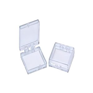 Cajas cuadradas de poliestireno transparente para muestras